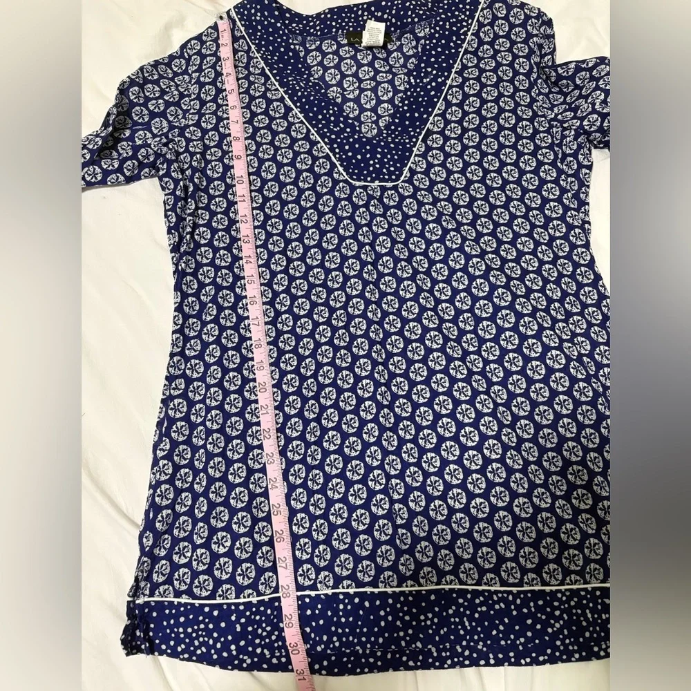 LA BLANCA Blue White Shells Cover Up Tunic | Size M | EUC | 100% Cotton - Picture 5 of 6